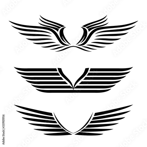 Wings. Set of Simple logo or sign element Vector illustration.