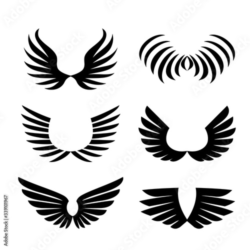Wings. Set of Simple logo or sign element Vector illustration.