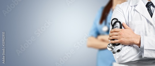 Bilde på lerret Doctor team with medical stethoscope on background