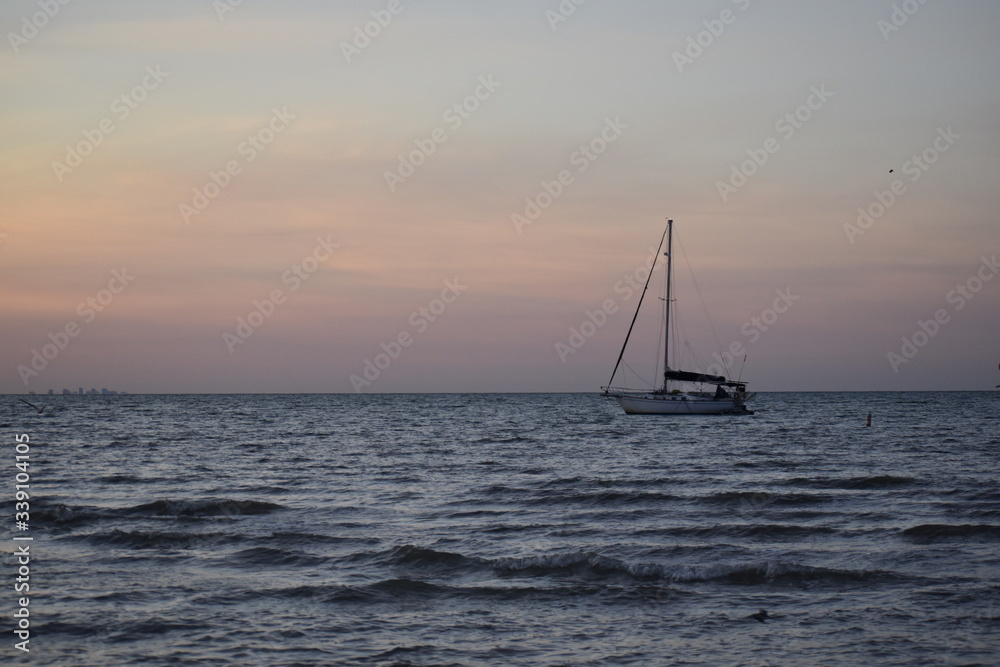 Boat at sunrise 