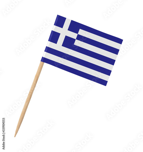 Small paper Greek flag on wooden stick