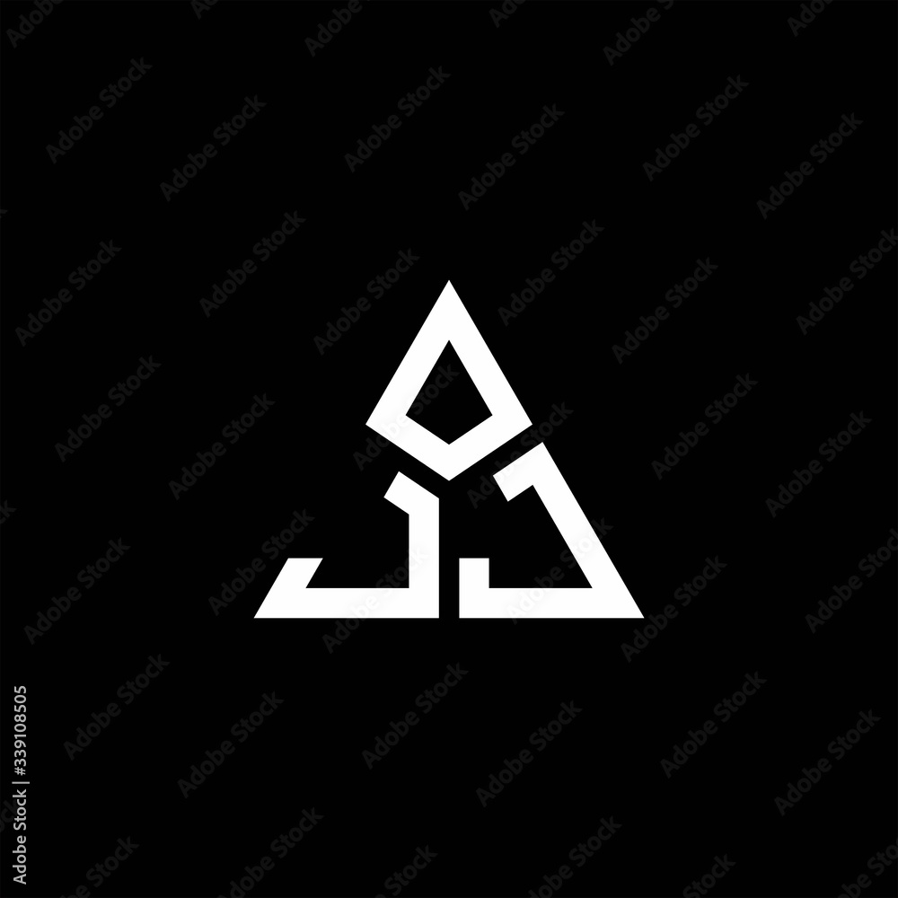 JJ monogram logo with 3 pieces shape isolated on triangle JJ monogram logo with 3 pieces shape isolated on triangle