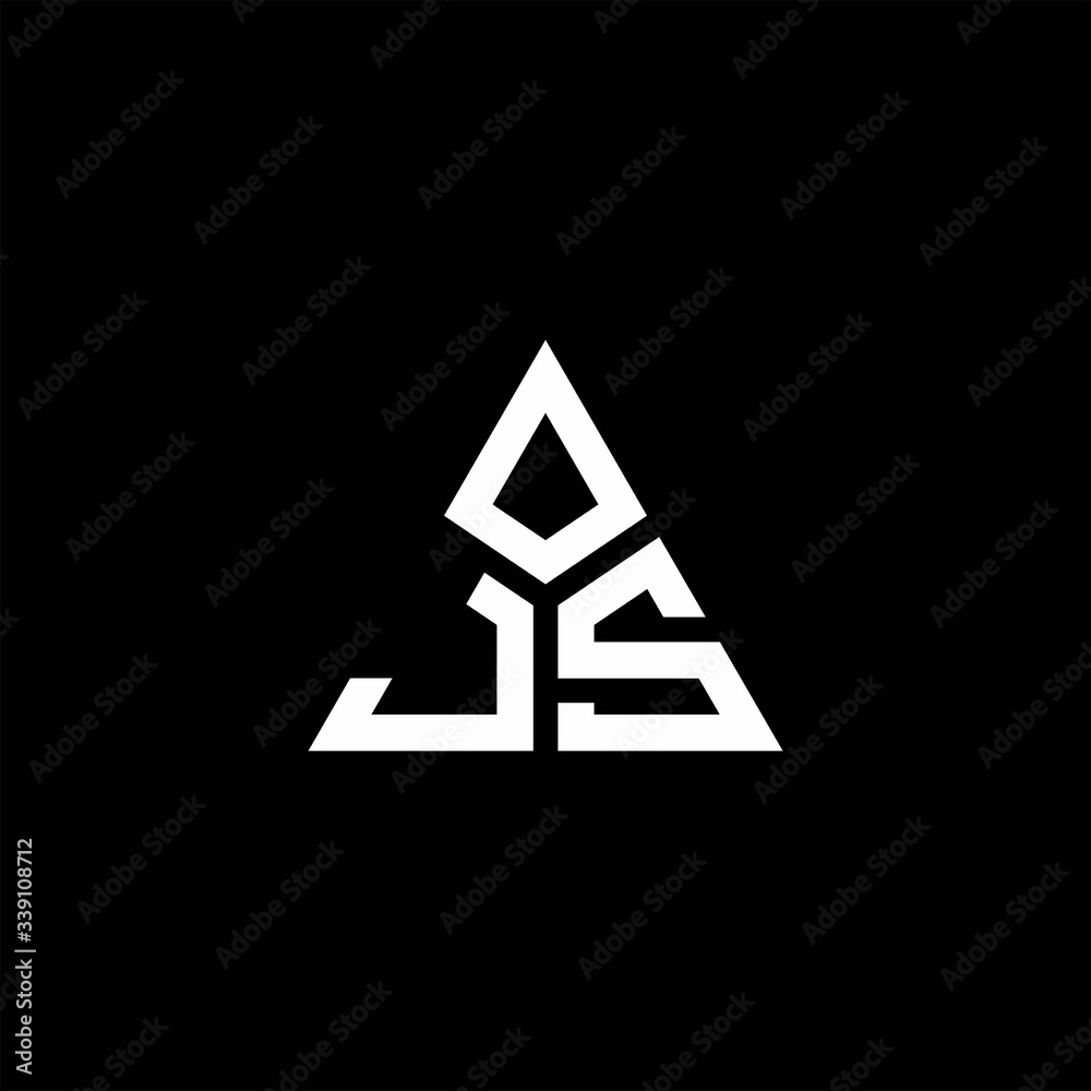 JS monogram logo with 3 pieces shape isolated on triangle