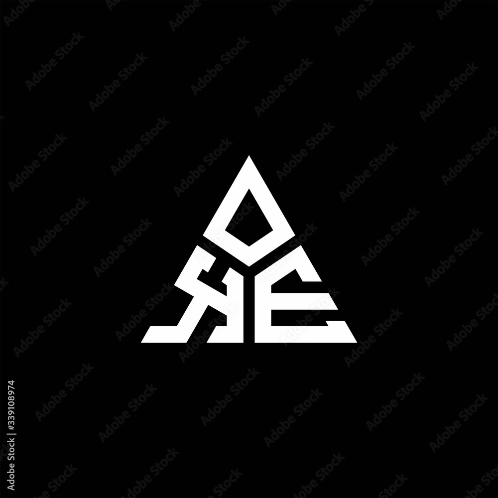 KE monogram logo with 3 pieces shape isolated on triangle KE monogram logo with 3 pieces shape isolated on triangle
