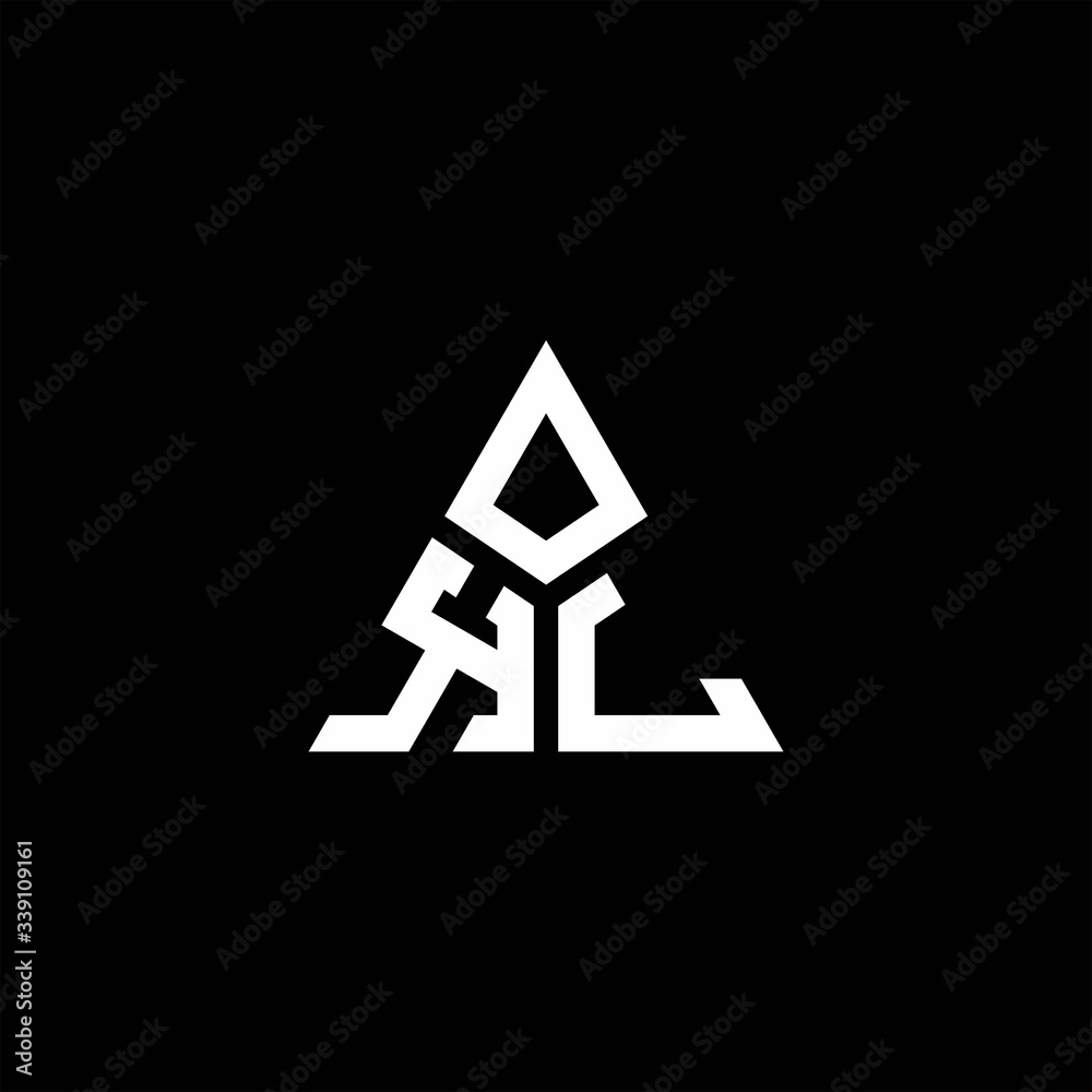 KL monogram logo with 3 pieces shape isolated on triangle KL monogram logo with 3 pieces shape isolated on triangle