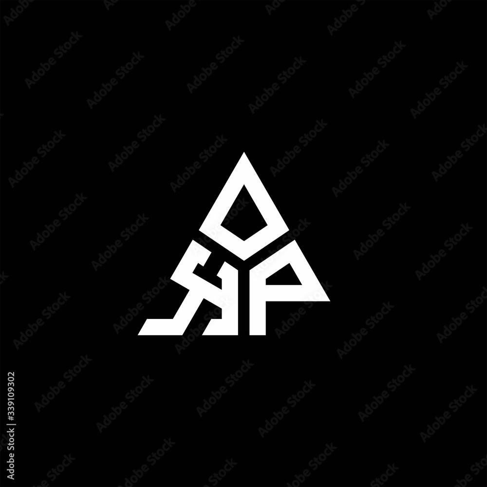 KP monogram logo with 3 pieces shape isolated on triangle KP monogram logo with 3 pieces shape isolated on triangle