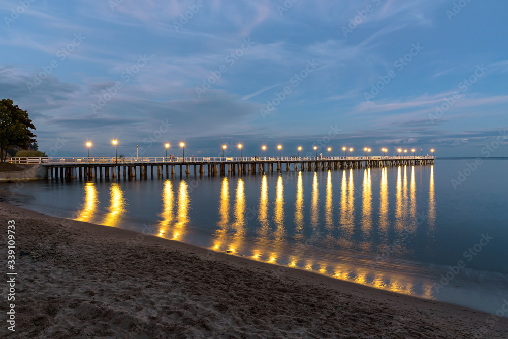 Wooden pier in Gdynia Orlowo in Poland