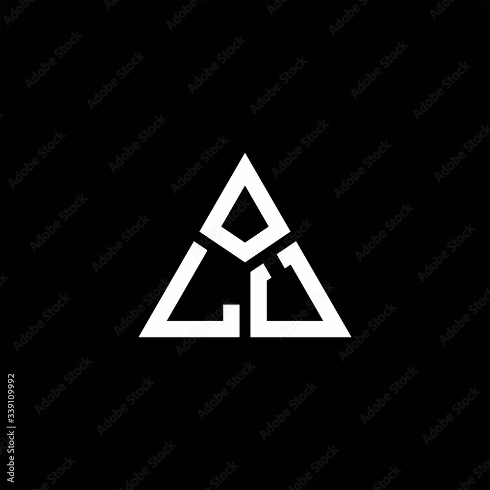 LU monogram logo with 3 pieces shape isolated on triangle LU monogram logo with 3 pieces shape isolated on triangle