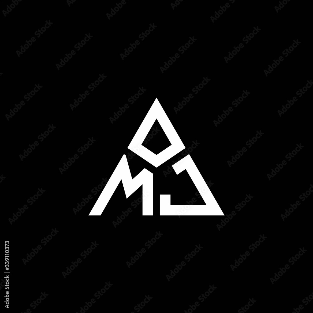 MJ monogram logo with 3 pieces shape isolated on triangle MJ monogram logo with 3 pieces shape isolated on triangle