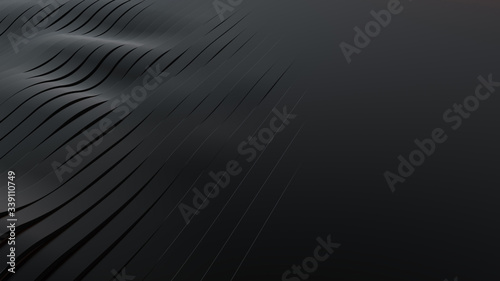 Abstract futuristic black background with waves