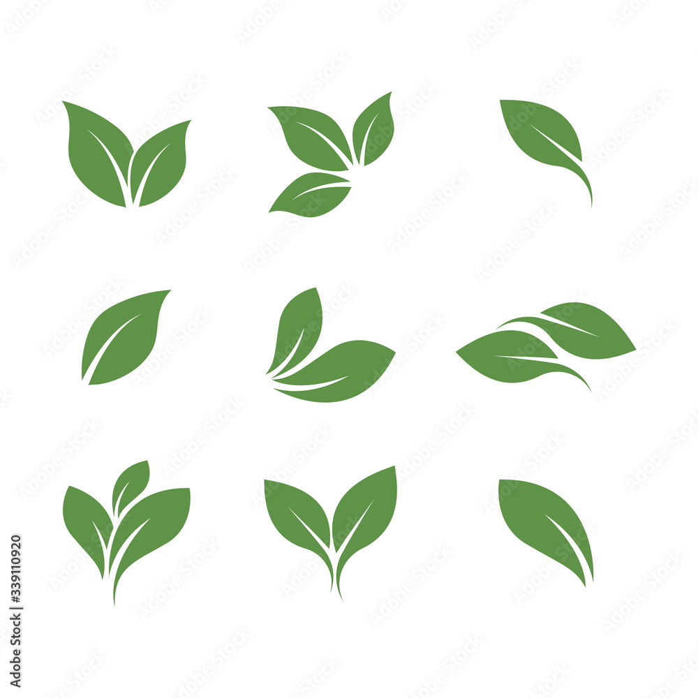 Plakat Logos of green Tree leaf ecology nature element