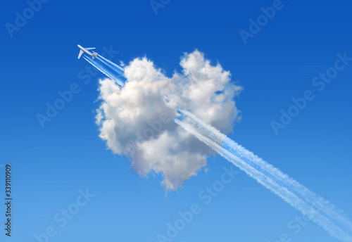 Canvastavla Cloud with the shape of a heart in a blue sky.