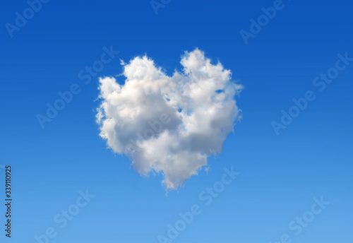 Cloud with the shape of a heart in a blue sky.