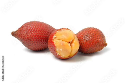 Delicious waive tropical fruit isolated on white background,  Snake fruit is sweet and sour fruit, Thailand fruits.