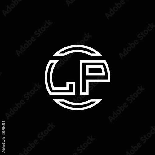 LP logo monogram with negative space circle rounded design template