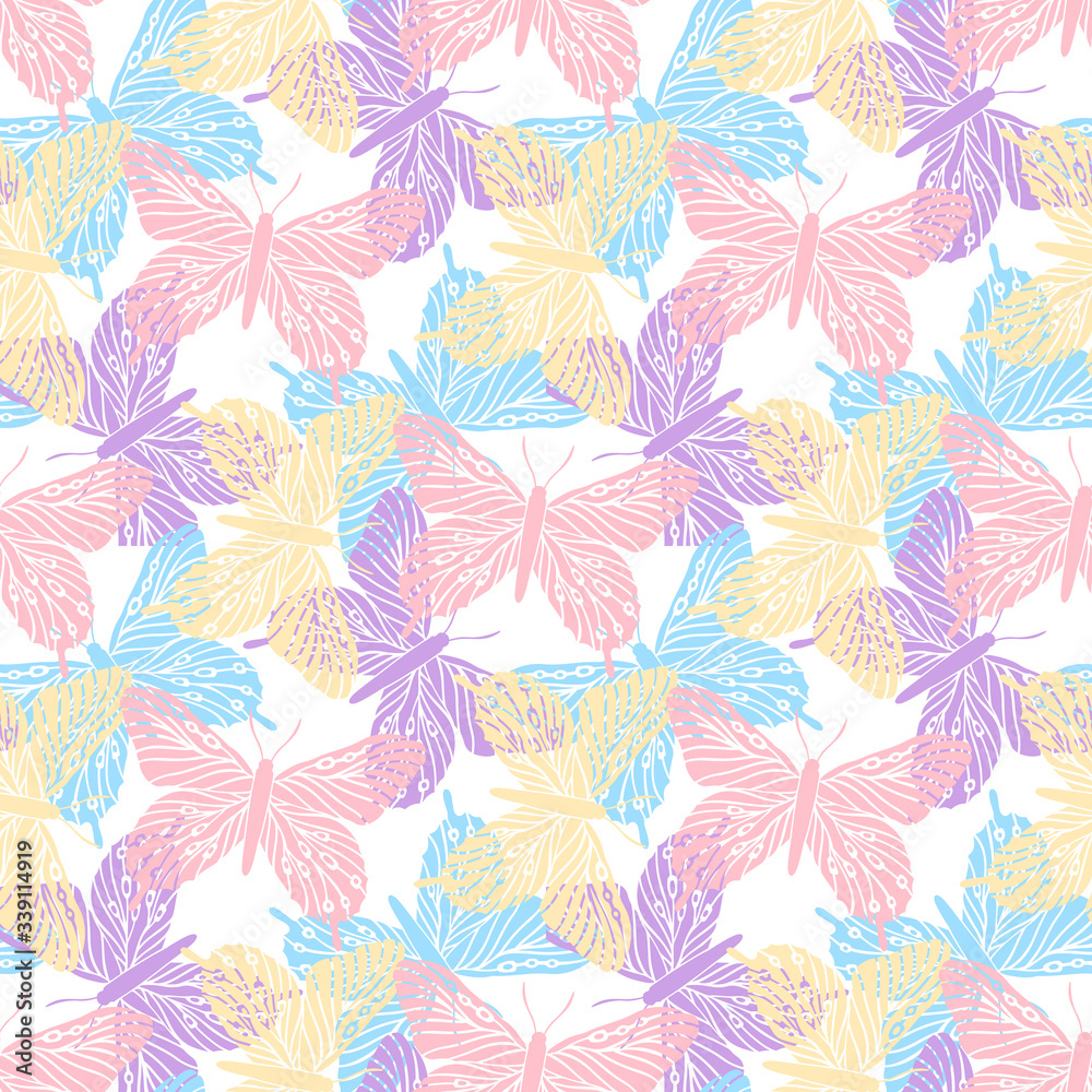 Butterfly seamless pattern vintage style.Design for covers,fabric,textile.Summer background.