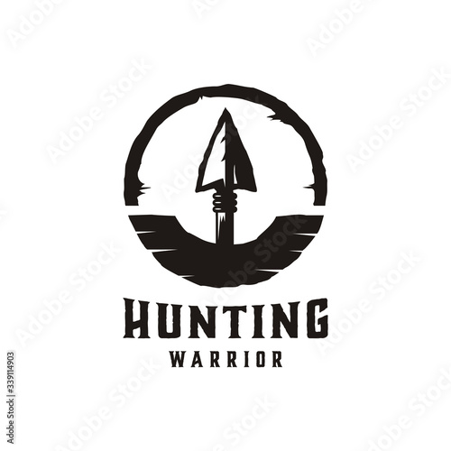 hunting arrow spear logo design vector illustration