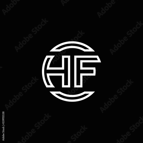 HF logo monogram with negative space circle rounded design template