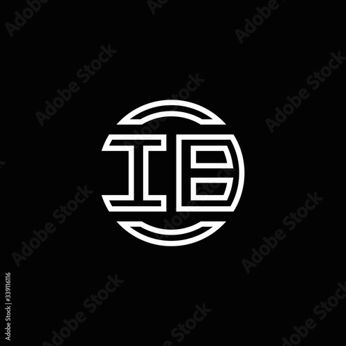 IB logo monogram with negative space circle rounded design template