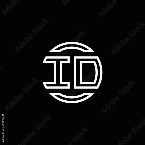 ID logo monogram with negative space circle rounded design template
