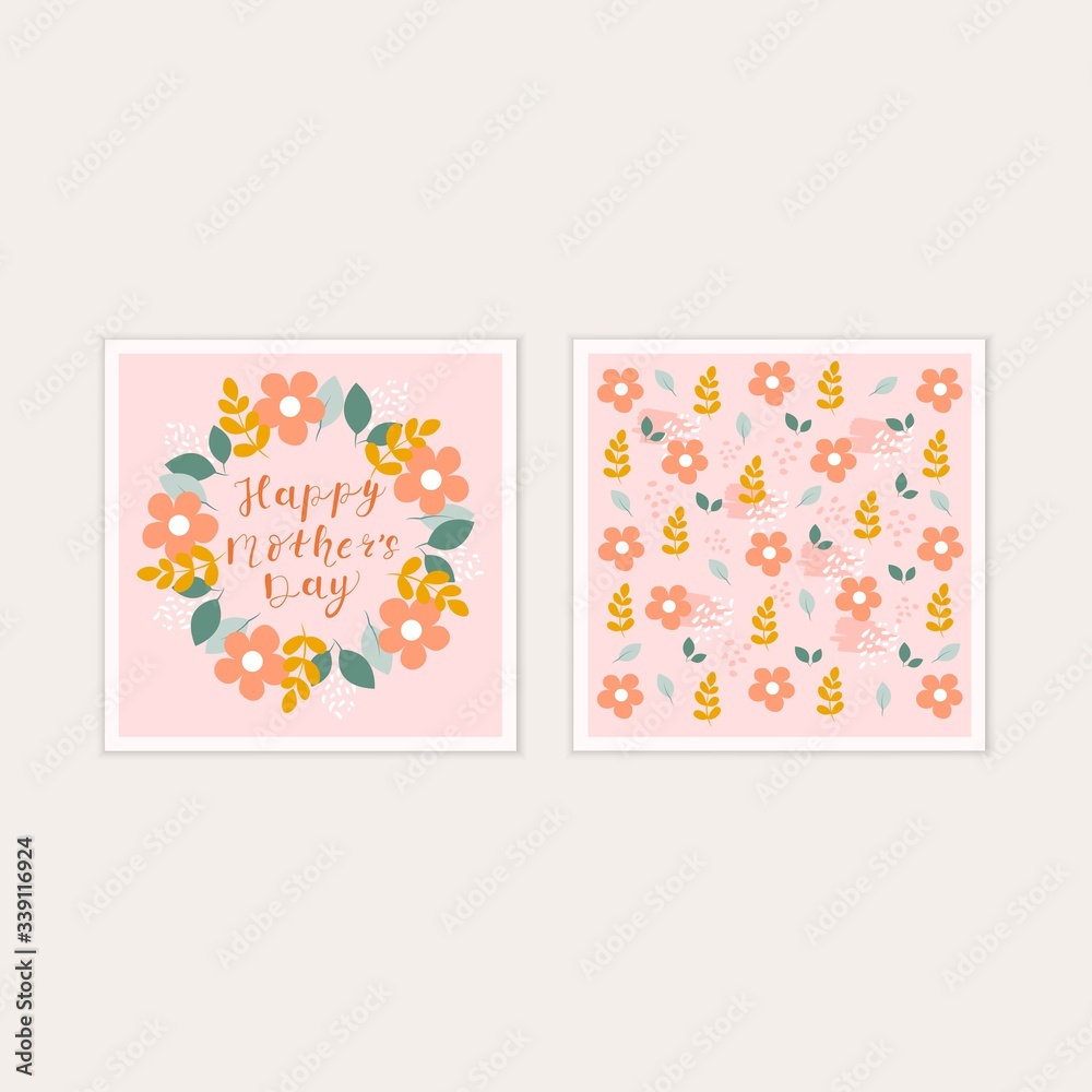 Mother's day invitation card. Botanical invitation template