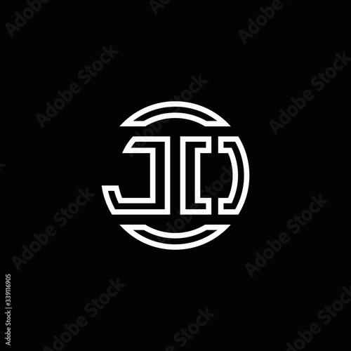 JO logo monogram with negative space circle rounded design template