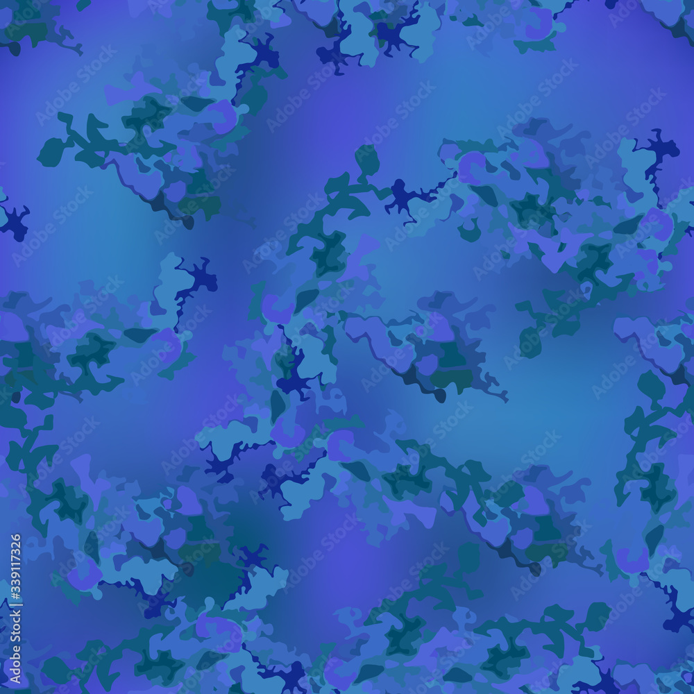 Fototapeta premium Sea camouflage of various shades of blue, violet and green colors