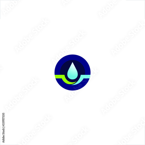 water drop logo in circle emblem design