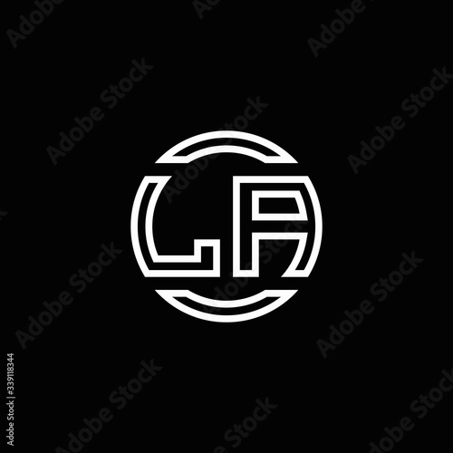 LA logo monogram with negative space circle rounded design template