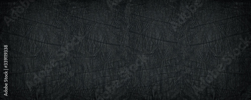 Canvas Print Crumpled black soft leather wide texture