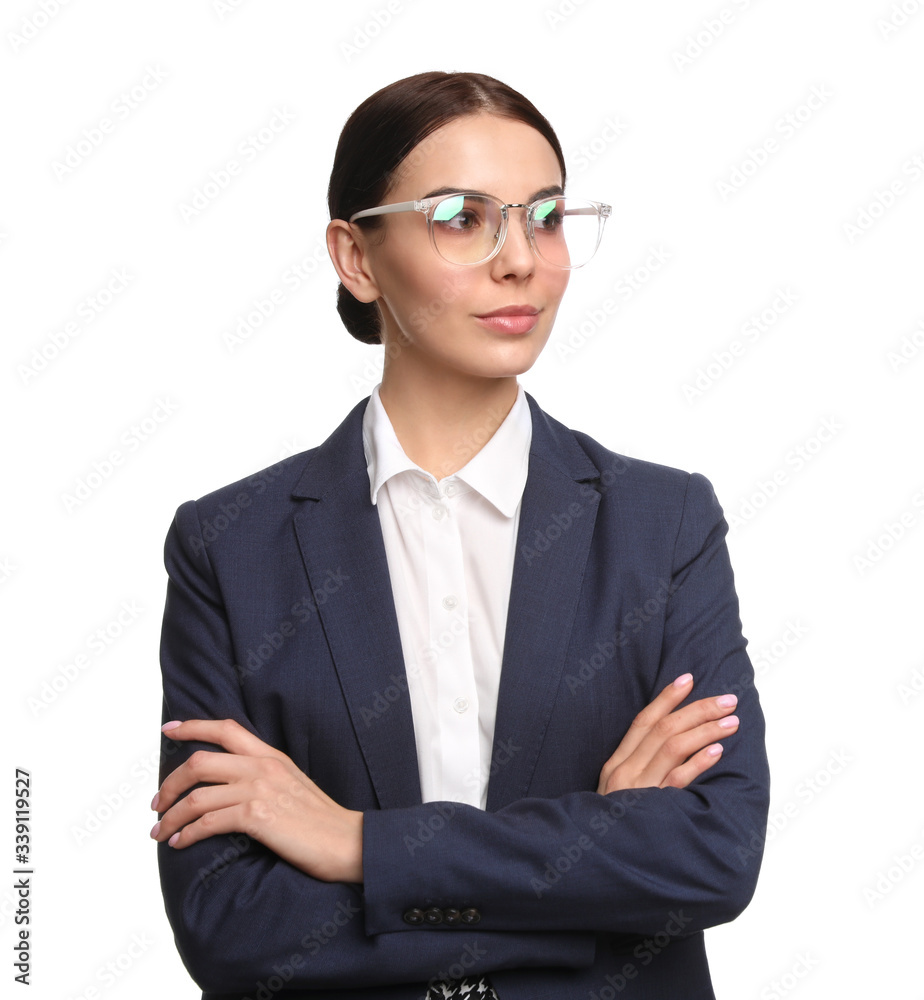 Portrait of young businesswoman on white background Portrait of young businesswoman on white background
