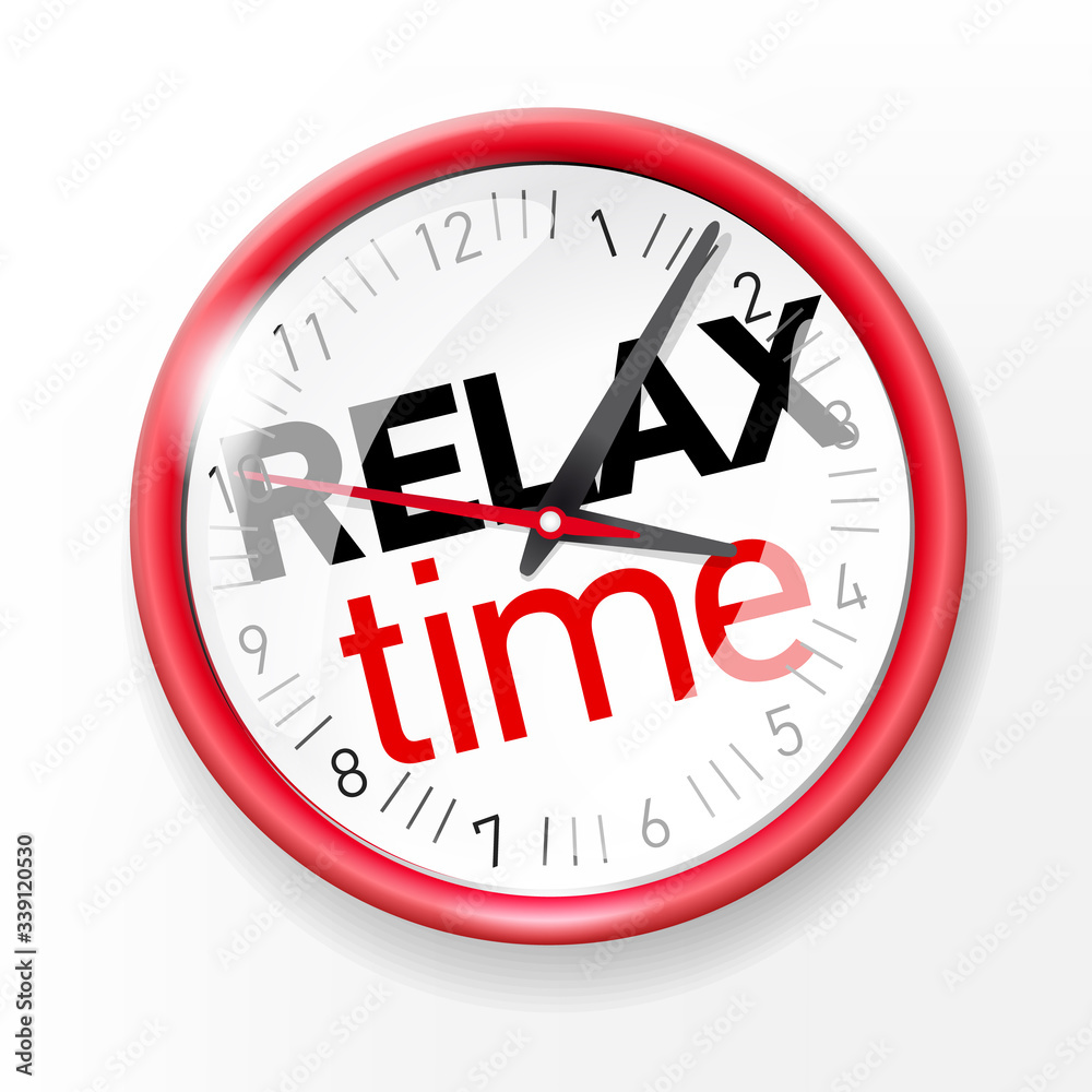 the inscription relax time on vector realistic clock for office and home the inscription relax time on vector realistic clock for office and home