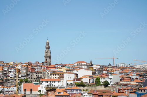 Panorama of the city in Porto with church.