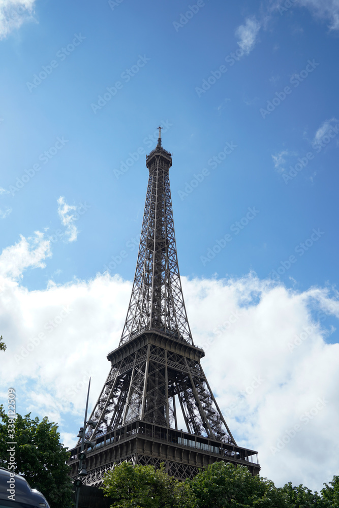 Diagonal view of Eiffel Tower in Paris. Diagonal view of Eiffel Tower in Paris.