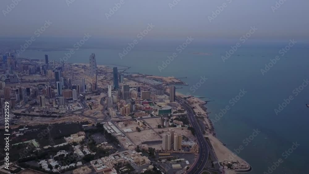 Cinematic shots of Kuwait Towers which represent the country next to the gulf and the skyline in the background. Cinematic shots of Kuwait Towers which represent the country next to the gulf and the skyline in the background.