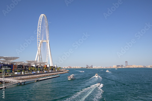 Obraz na płótnie Blue Water Island Dubai Sunset Overview, United Arab Emirates w salonie