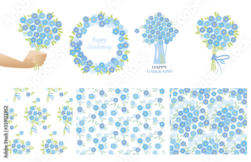 forget-me-not flowers in retro style