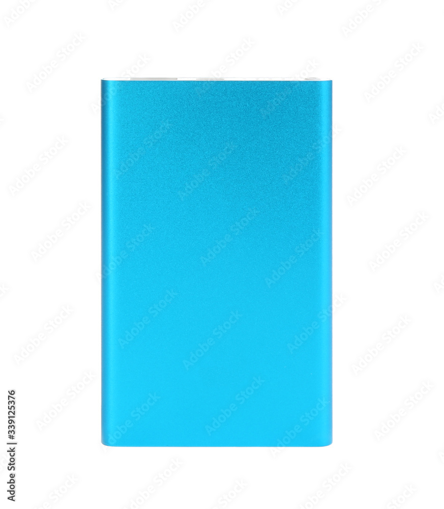 Modern external portable charger isolated on white Modern external portable charger isolated on white