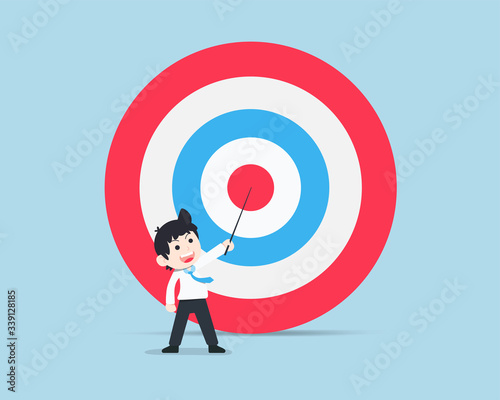 SD Business Man Present and point at the center of the target