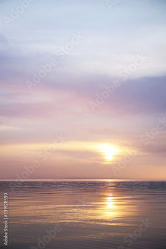 Fototapeta Naklejka Na Ścianę i Meble -  Picturesque view of beautiful sunset on riverside
