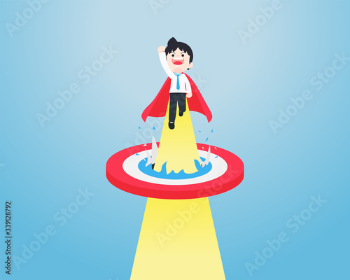 SD Business Man Fly quickly through the center of the target quickly