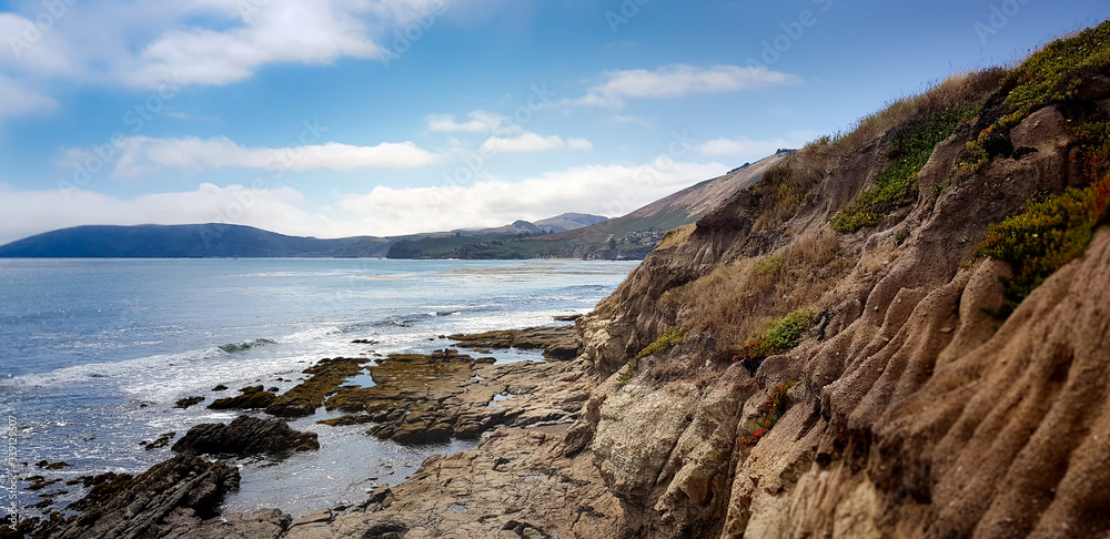 California coastline. View on rocks, bit of clouds. California coastline. View on rocks, bit of clouds.