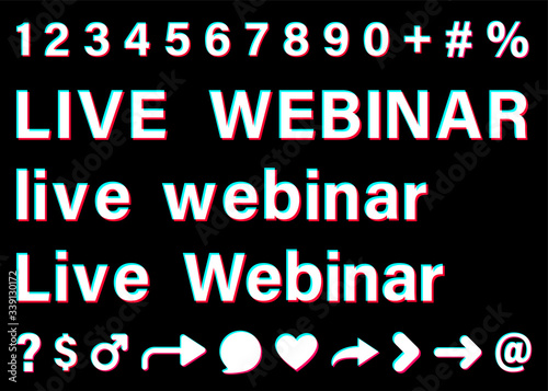 Live webinar white sign on black background.