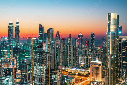 DUBAI - Amazing view on Dubai city center skyline  United Arab Emirates