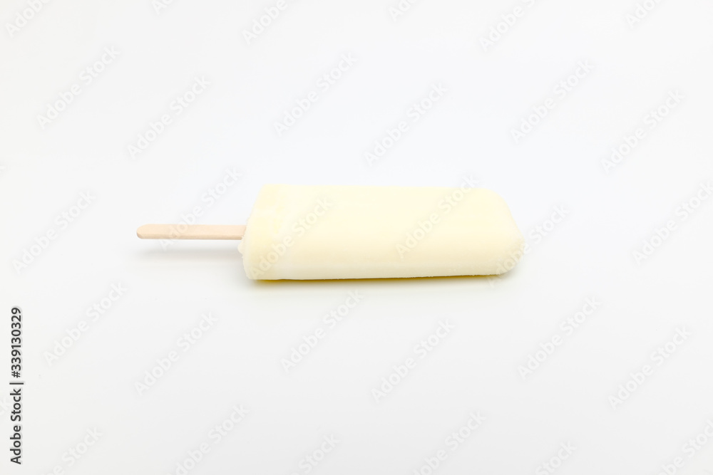 Rod ice cream on white background