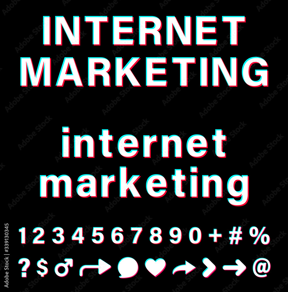 Internet marketing white sign on black background. Internet marketing white sign on black background.
