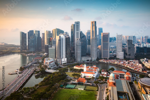 Downtown Singapore business centre, aerial view