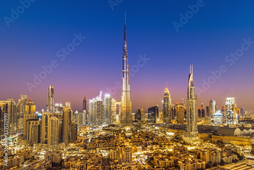 DUBAI - Amazing view on Dubai city center skyline  United Arab Emirates