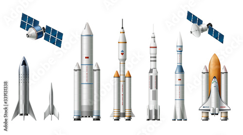 Fotografia Rocket Spacecrafts Realistic Set