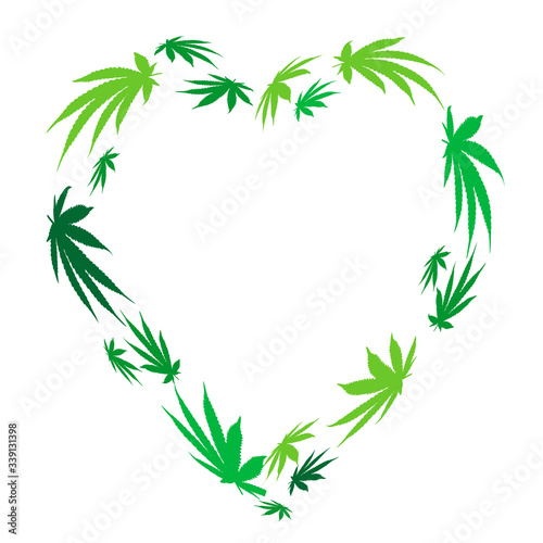 heart made of hemp leaves